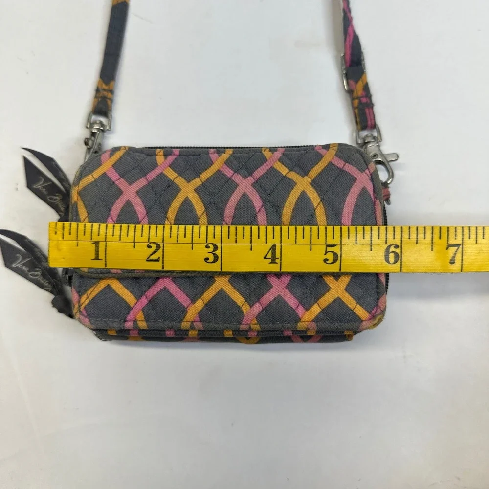 Vera Bradley Jazzy Swirls All in One Crossbody Wallet Bag Gray Pink Orange 14568